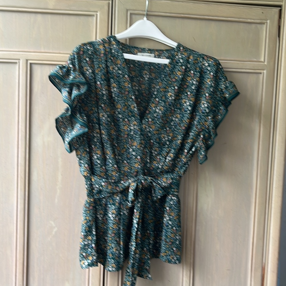 Max Studio  green floral print top
